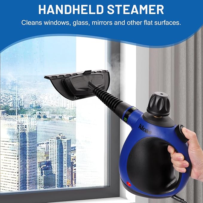 KLONA Steam Cleaner, Multi-Purpose Handheld Steam Cleaner with 10 Accessories, Steam Cleaning Handheld for Removing for All Dirt, Upholstery Furniture, Sofa, Tiles, Floor, Window, Bathroom.