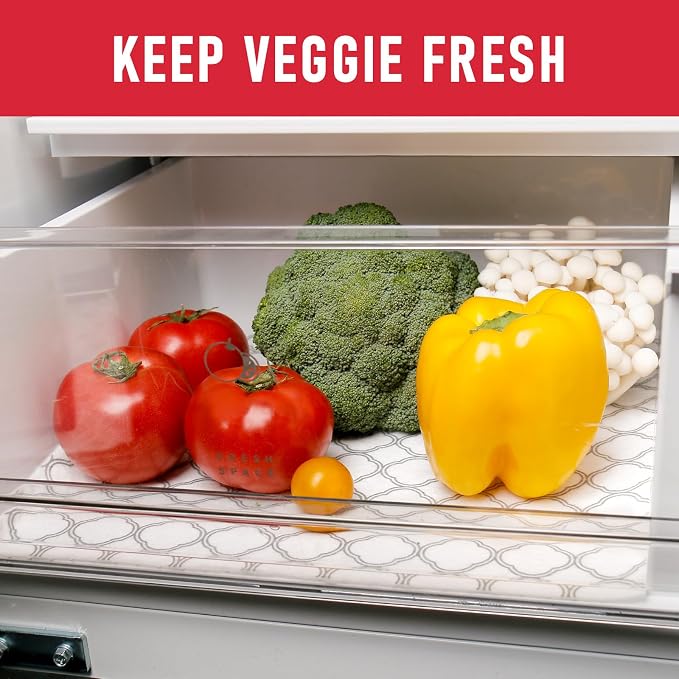 Cooyes Non Slip Refrigerator Liners, 2-in-1 Fridge Mats and Fresh-Keeping Shelf Liners, Absorbs Excess Moisture, BPA-Free, Multiple Sizes for Glass Shelves Kitchen Cabinets Drawers, 12" x 360"