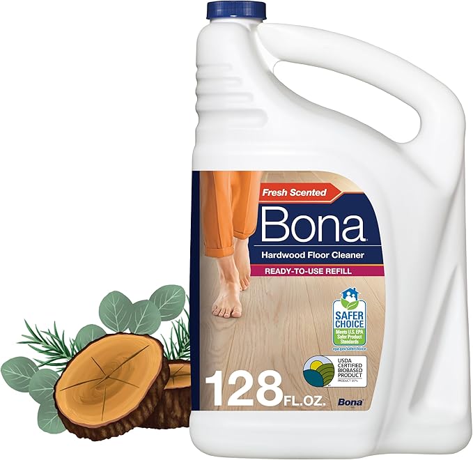 Bona Hardwood Floor Cleaner Refill - 128 fl oz - Cedar Wood Scent - Residue-Free Floor Cleaning Solution Spray Mop and Spray Bottle Refill - For Wood Floors