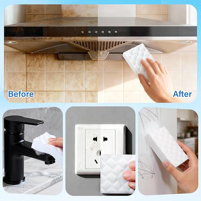 Magic Sponges Cleaning Eraser, 30 Pack 2X Density Stronger Melamine Sponge Foam Pads, Multi-Functional Household Cleaner Dish Sponge, Cleaning Supplies for Kitchen, Bathroom, Floor, Sink,Wall Cleaner