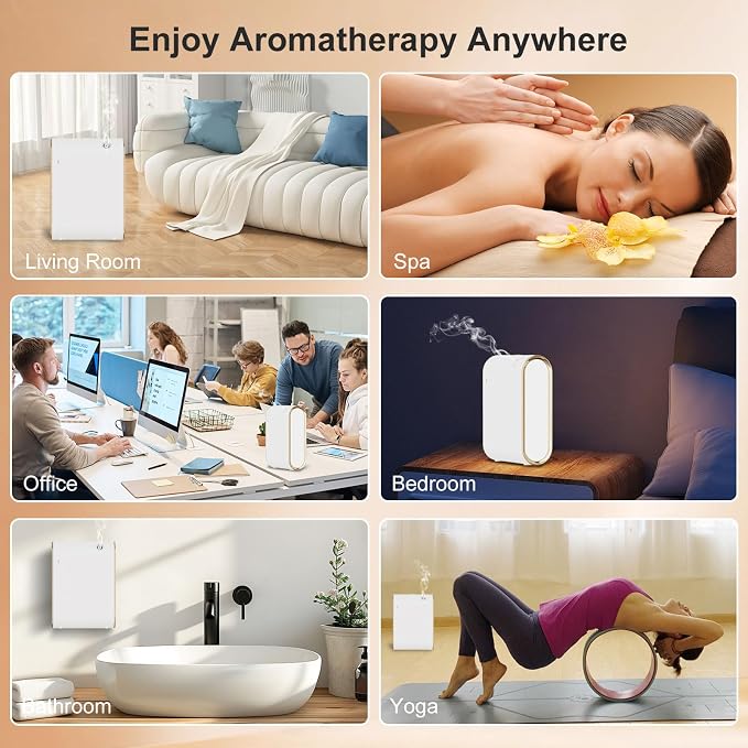 Smart Scent Air Machine for Home, 350ml/2000 Sq. Ft Bluetooth Waterless Essential Oil Diffuser, Aroma Diffuser for Office, Spa