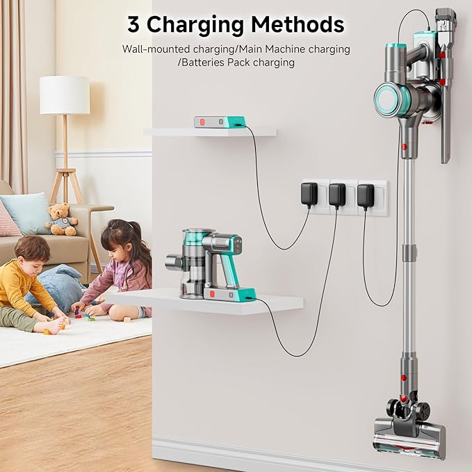Cordless Vacuum Cleaner, 35Kpa Vacuum Cleaner for Home, 45Mins Stick Vacuum with LED Display, Anti-Tangle & Wall Mount Charging, 6 in 1 Lightweight Vacuum for Hard Floors, Carpet, Pet Hair
