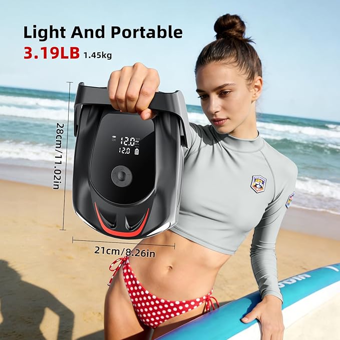 Electric Paddle Board Pump, 22PSI Rechargeable 12000mAh SUP Pump, Theer Stage Inflation/Deflation, Automatic Power-Off Functions, Suitable for Stand up Paddle Boards, Kayak, Surfing Kite, Boat