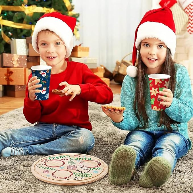 AIBIIN 80 PCS Christmas Disposable Paper Cups 12 oz Christmas Coffee Cups Hot Chocolate Cups Snowman Santa Gingerbread Xmas Party Cup Holiday Table Party Supplies Decorations