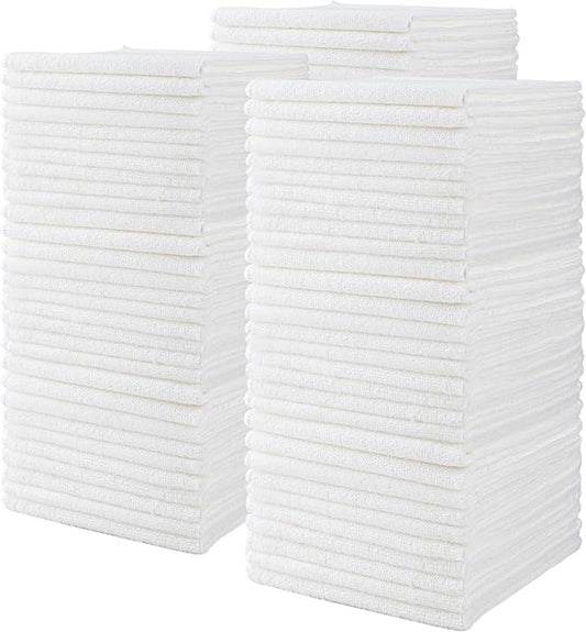 CARTMAN 14 x 14 Inch, 90 Pack, 280GSM Microfiber Cleaning Cloths, Non-Abrasive, Reusable and Washable, All Purpose Cleaning Towels for Household, Car Washing, Drying & Auto Detailing, White