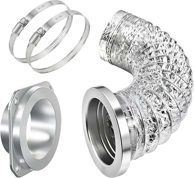 DV180 Magnetic Dryer Vent Coupling, Airtight Seal Dryer Vent Connector Kit, Easy to Clean, Quick Connect/Disconnect, Strong Magnet Self-Alignment, Includes 4" Duct and 2 Clamps