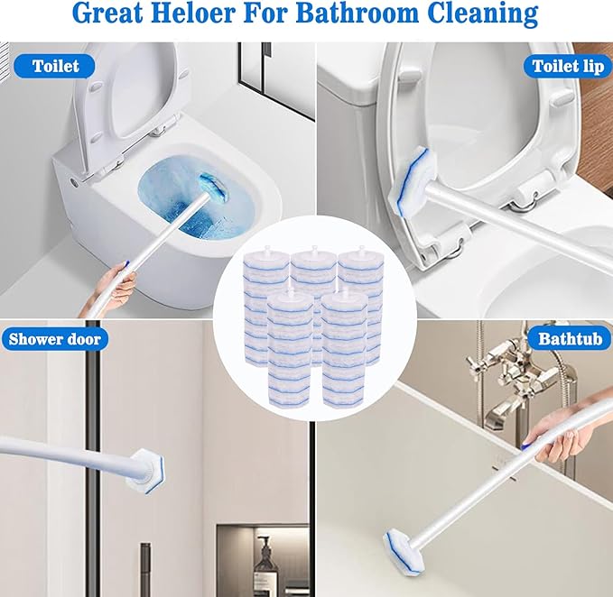 50Pcs Toilet Brush Wand Refills Compatible with Clorox Toilet Wand, 5X Cleaning Power Toilets Bowl Cleaners, Disposable Toilets Brush Refill Replacement Heads for Bathroom Cleaning