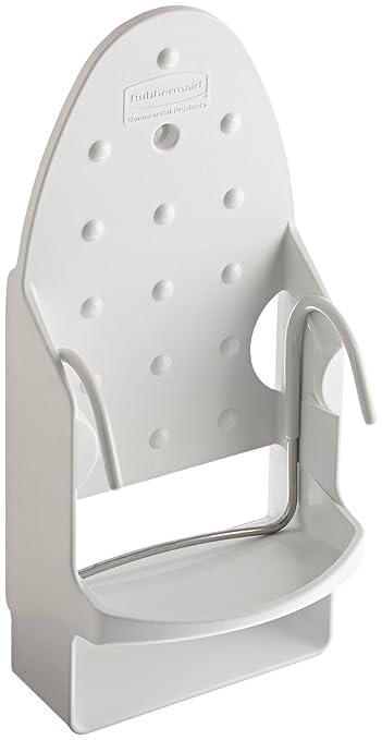 Rubbermaid Commercial Products Ironing Board Organizer and Holder, White, for Convenient Storage in Hotel Guest Rooms