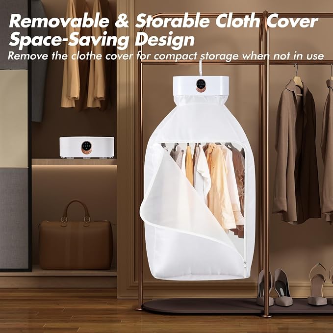 Hanging Portable Clothes Dryer, Mini & Compact Dryer | For Apartment, Dorms, RV&Travel, 4 Timer Settings (1H/2H/4H/8H), 167°F Constant Temperature