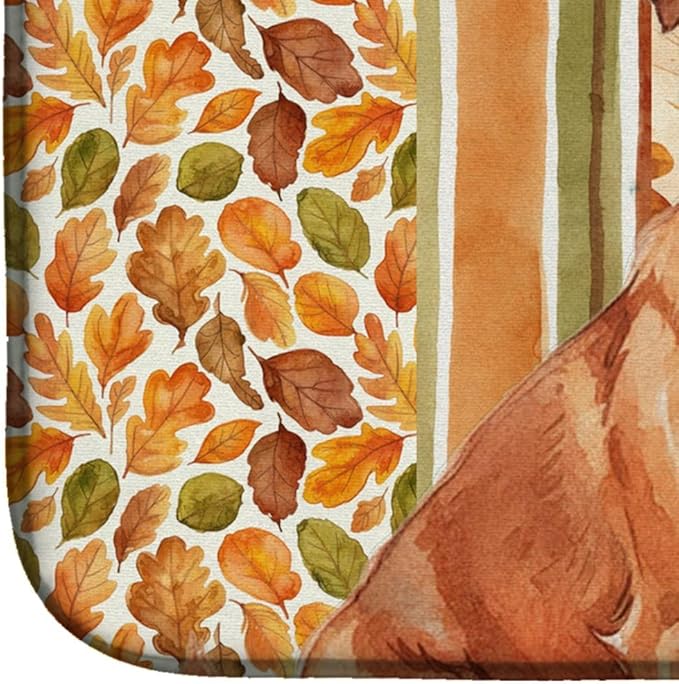 Caroline's Treasures Red Norfolk Terrier Heirloom Fall Dish Drying Mat Absorbent Dish Drying Mat Pad for Kitchen Counter Dish Drainer Mat for Countertop, 14 x 21", Multicolor