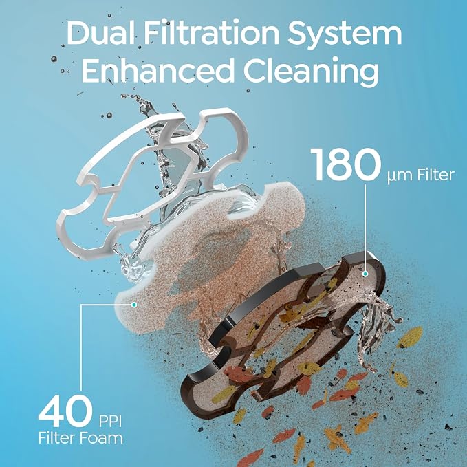Robotic Pool Cleaner Cordless Automatic Pool Vacuum for Above Ground Pools, Sky Blue
