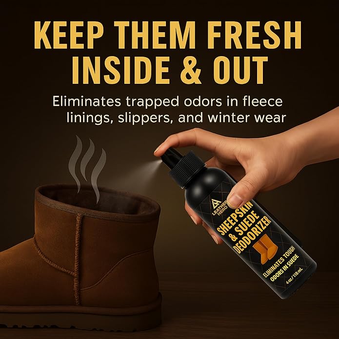 Leather Hero Suede & Sheepskin Cleaning Kit – Compatible with UGG Boots – Foam Cleaner & Conditioner, Water & Stain Protector, Deodorizer, Eraser, Brushes & Cloth – 7-Piece Complete Care Set