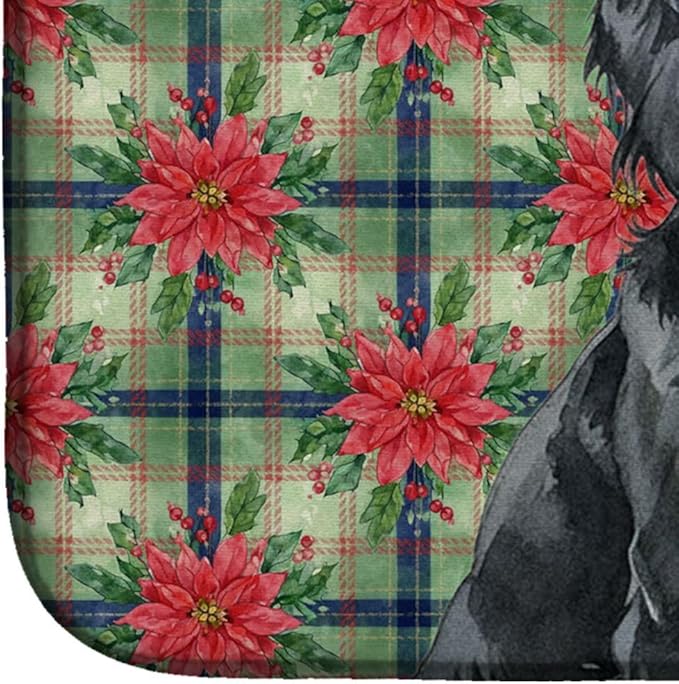 Caroline's Treasures Gordon Setter Christmas PoinsettIas Dish Drying Mat Absorbent Dish Drying Mat Pad for Kitchen Counter Dish Drainer Mat for Countertop, 14 x 21", Multicolor