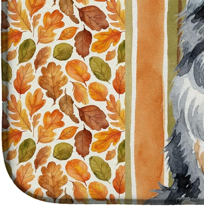 Caroline's Treasures Blue Merle Sheltie Heirloom Fall Dish Drying Mat Absorbent Dish Drying Mat Pad for Kitchen Counter Dish Drainer Mat for Countertop, 14 x 21", Multicolor