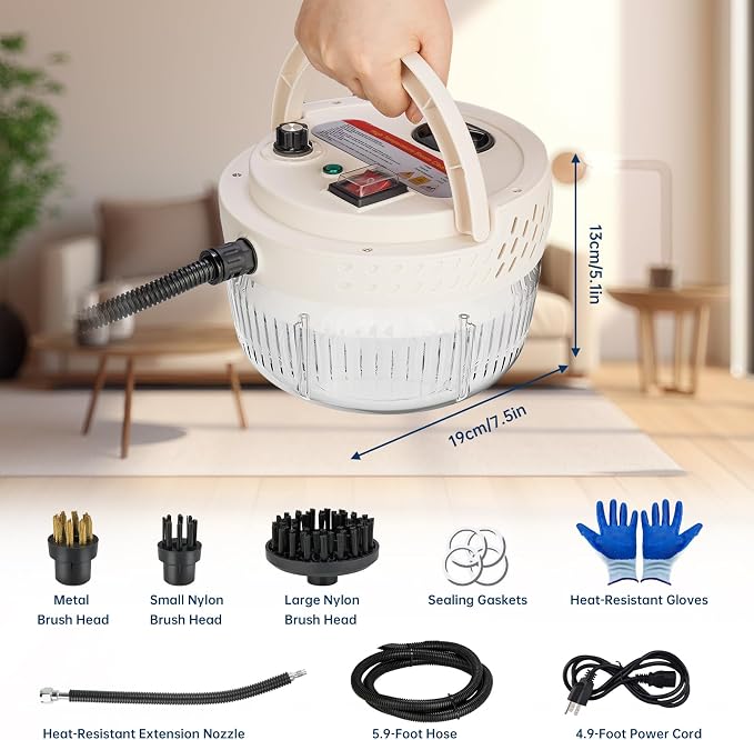 NiHome 2500W Handheld High Pressure Steam Cleaner, Portable High-Temperature Pressurized Steam Cleaner, 1400mL Large Capacity for Cleaning, w/Nozzles & Brushes for Home Kitchen Bathroom Wall Carpets