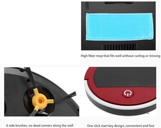 Garosa Robot Vacuum and Mop, 2800Pa Suction 3 in 1 Cleaner with Infrared Sensors, USB Charging, for Pet Hair, Hard Floor, Carpet