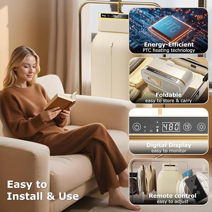 Portable Clothes Dryer - Mini Portable Dryer Machine for Laundry Apartments and Travelling, Hotel Room, 3in1 Beige