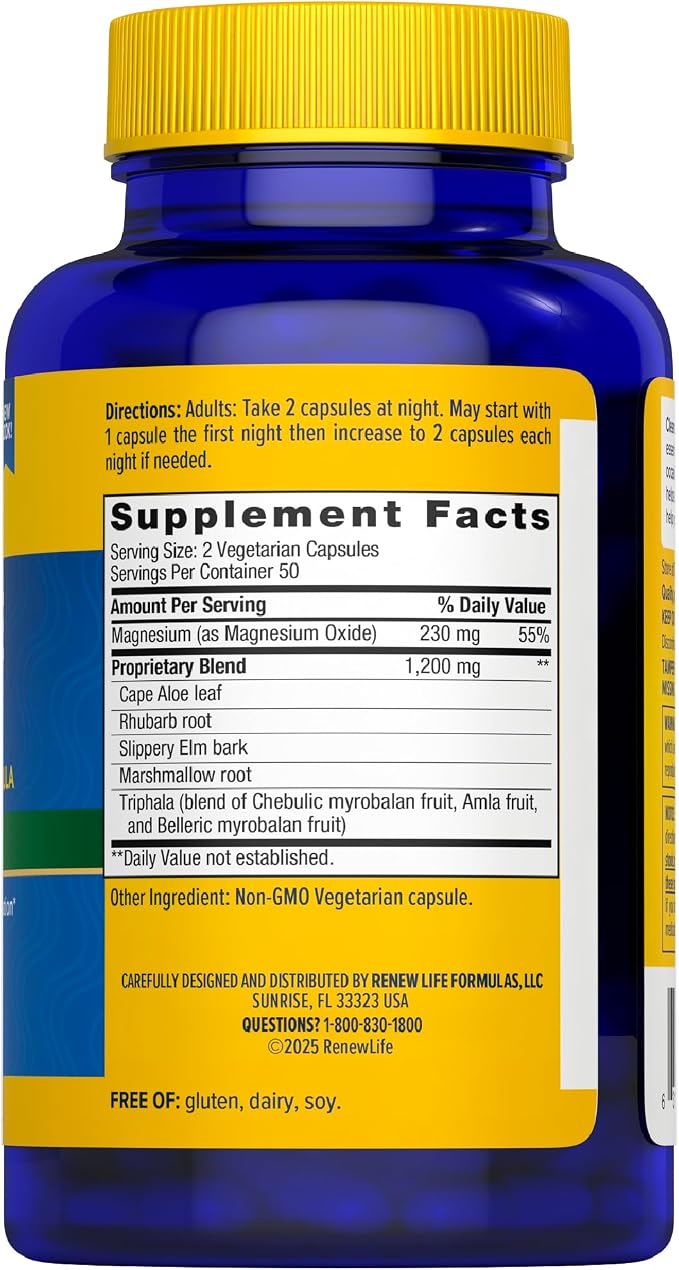 Renew Life Detox Cleanse More, Reduces Bloating and Restores Regularity, Overnight Constipation Relief, Soy, Dairy and gluten-free, 100 Capsules