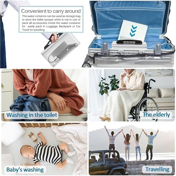 Portable Electric Bidet, Portable B-idet for Travel Rechargeable with 2.3L Water Tank, Mini Handheld High Pressure B-idet Sprayer P-ortable for Bathroom, RV Car Camping
