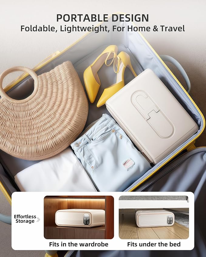 Portable Clothes Dryer, Mini Laundry Dryers with Remote Control, Portable Dryer for Apartments, RVs, Hotels, Small Spaces, Great for drying underwear, socks, swimwear for travel, no wrinkles