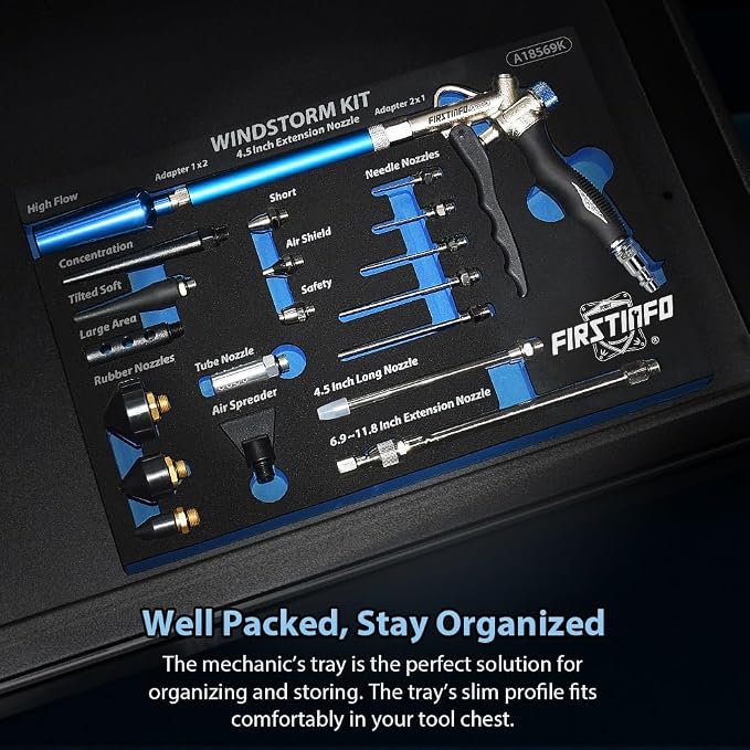 FIRSTINFO A18569KUS 22-Piece Windstorm (2X Flow) Air Blow Gun Kit