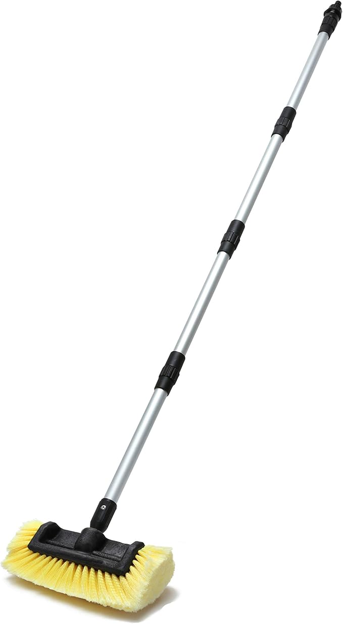 60" Car Wash Brush with Long Handle, Yellow | Soft Bristle, Extendable Handle, For Car SUV Truck Caravan Boat, Solar Panel House Siding, Sweep Snow