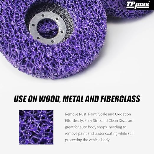 TPmax 5" x7/8'' Stripping Discs Rust Remover Wheel Remove Paint and Oxidation Poly Strip Wheel Disc Abrasive Angle Grinding Wheel - 10 Pack(Purple)