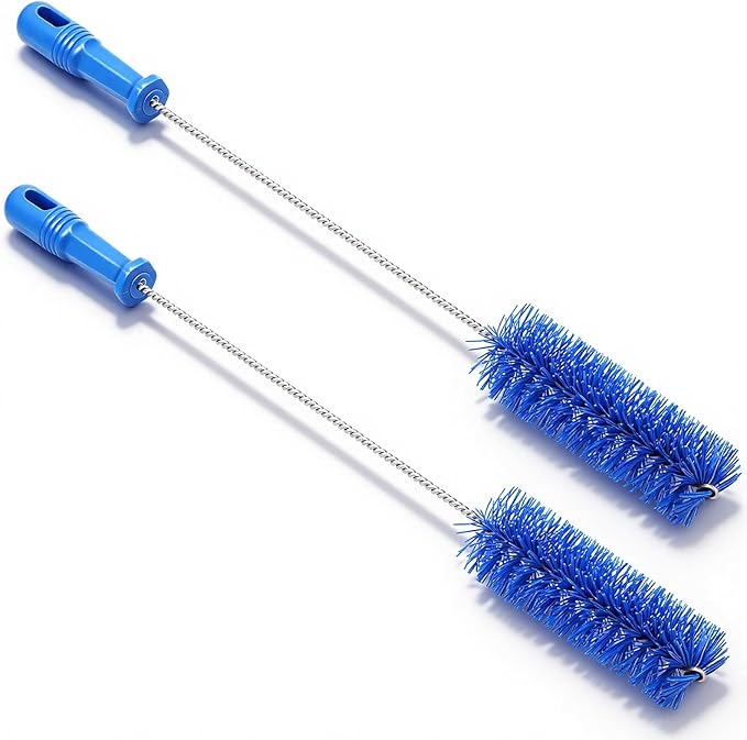 Baderke 2 Pieces Drain Brush Pipe Cleaning Tube Brushes 19.7 Inch Plastic Shower Pipe Flexible Cleaning Tool(Blue,19.7 x 2 Inch)
