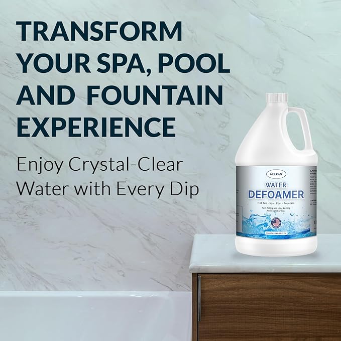 Hot Tub Defoamer - Pool, Fountain, Spa Anti Foam Defoamer -128oz- Eco Friendly & Safe Water Anti Foam - Quickly Removes & Prevents Foam - Silicone Emulsion HotTub Chemicals Made in USA,