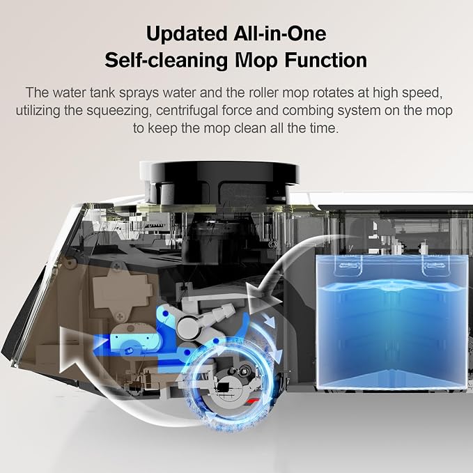 TECBOT Robot Vacuum and Mop Combo - Robotic Vacuum Cleaner for Pets Home Mapping LiDAR Navigation, 6000Pa Suction, Smart No-Go Zone, App & Voice Control, Automatic Lifting, M1 Pro Black