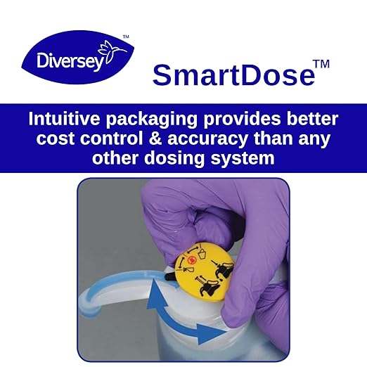 Diversey 101106662 Glance NA Glass and Multi Surface Cleaner, Non Ammoniated Streak Free Cleaner, SmartDose Concentrate, Unscented, 1.4 Liter