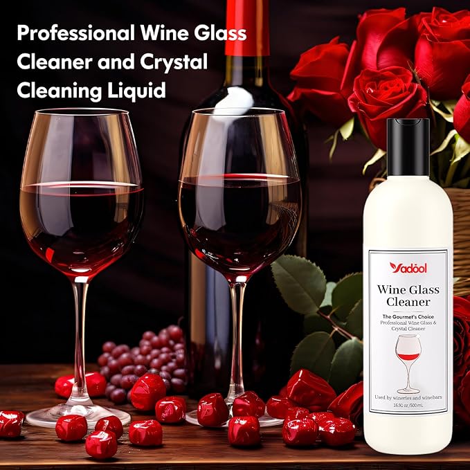 Wine Glass Cleaner and Crystal Cleaning Liquid, Effectively Removers Odors, Grease, Lipstick, Dirt, Residuum, and Fingerprints on Wine Glasses, Leaving Them Crystal Clear and Sparkling - 16.91 Oz