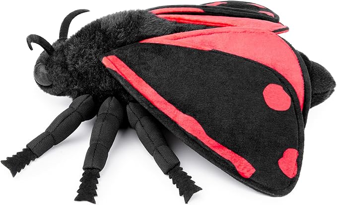 ZHONGXIN MADE Cinnabar Moth Plush Toy - Lifelike Cinnabar Moth Stuffed Animals 11in, Realistic Soft Big Wings Moth Toys, Unique Plush Collection for Kids