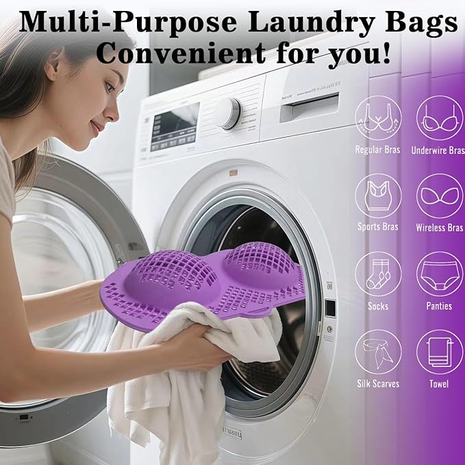 Silicone Bra Washing Bags for Laundry, 3 Pack Lingerie Laundry Mesh Bags, Keep Shape Delicate Wash Bra Bags Prevent Damage, Socks, Underwear, Protective Wash Bags with Lockable Zipper