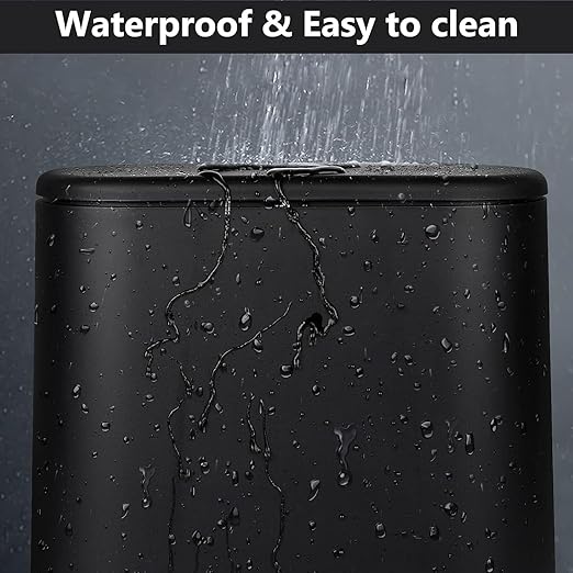 AIFUSI Trash Can, 10 Liter / 2.4 Gallon Plastic Slim Garbage Container Bin with Press Top Lid, White Waste Basket for Kitchen, Bathroom, Living Room, Office, Narrow Place（Black）