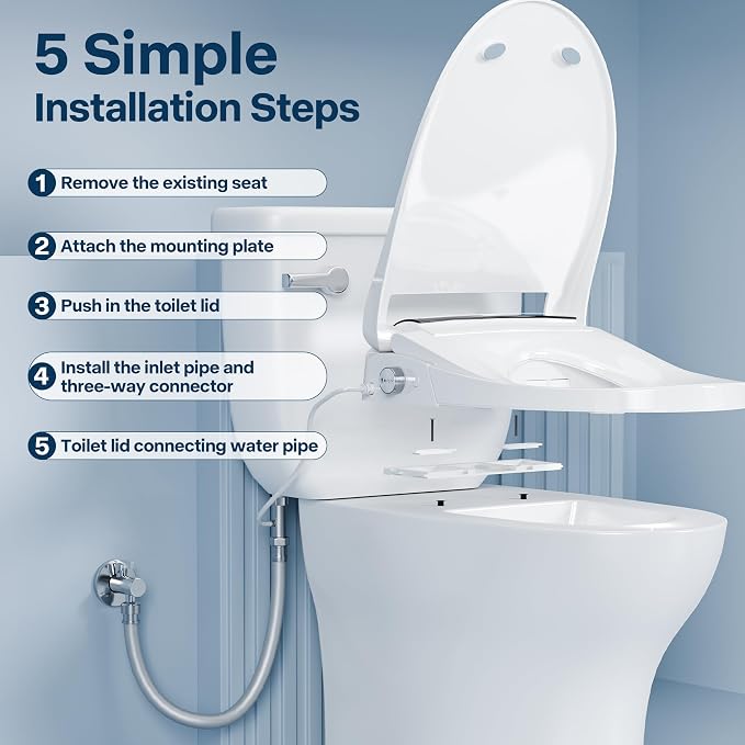 Bidet Toilet Seat with Bubble Shield, Heated Endless Warm Water Electric Bidet with Dryer, Auto Open/Close Lid & Seat, LED Temp Display, Smart Bidet Seat for Bathroom (pearly gray)