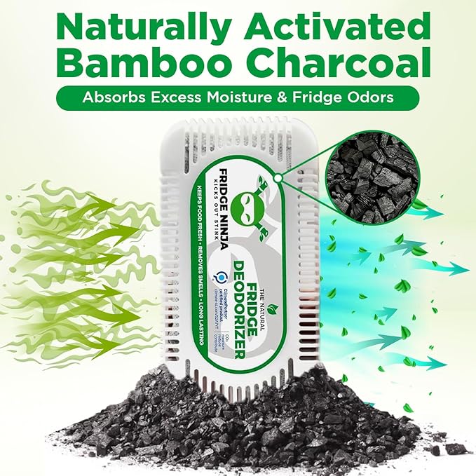 Earth Ninja Home & Shoe Freshness Bundle – Fridge Ninja (2 Pack) + Charcoal Shoe Deodorizer Inserts (4 Pack with Nail Clippers) – Natural Activated Charcoal Odor Eliminators for Fridge, Shoes, Gym Bag