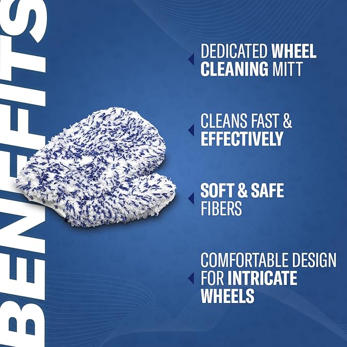 Gyeon WheelMitt EVO Ergonomic Wheel mitt for Precise Rim Cleaning Microfiber Glove high GSM Ultra Soft Twist Loop fibers deep Dirt Removal Safe on Matte Gloss Painted finishes Tight Spoke Access