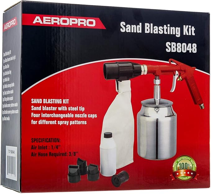 TCP Global Sand Blaster Gun Kit with Recovery System, Air Compressor Sandblaster Tool, Abrasive Included - for Cleaning Metal, Wood, Surface Prep, Rust Removal