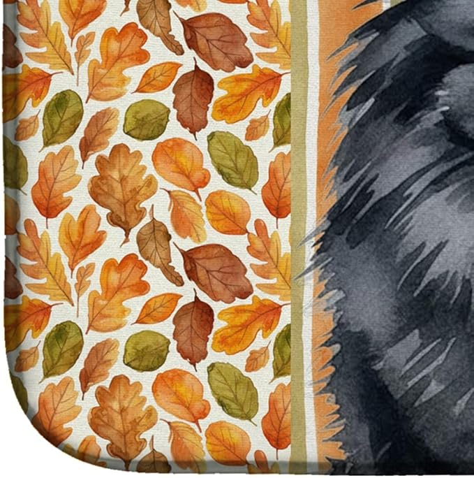 Caroline's Treasures Black Pomeranian Heirloom Fall Dish Drying Mat Absorbent Dish Drying Mat Pad for Kitchen Counter Dish Drainer Mat for Countertop, 14 x 21", Multicolor
