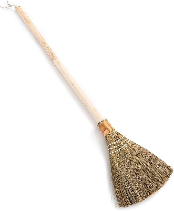Handmade Whisk Sweeping Broom - Vietnamese Straw Soft Broom for Indoor or Outdoor Sweeping - Broom Decorative 9.45" Width, 39.37" Length