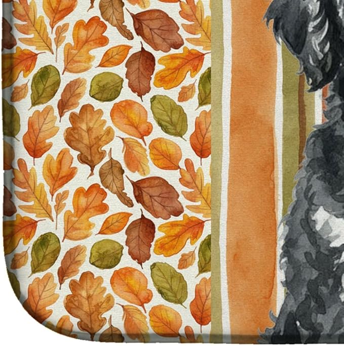 Caroline's Treasures Portuguese Water Dog Heirloom Fall Dish Drying Mat Absorbent Dish Drying Mat Pad for Kitchen Counter Dish Drainer Mat for Countertop, 14 x 21", Multicolor