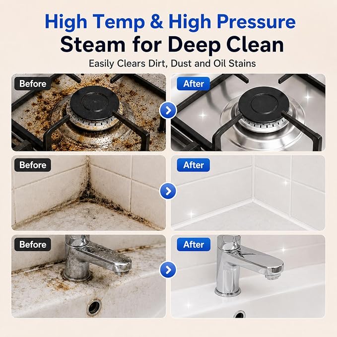 2500W Handheld Steam Cleaner for Home, 15s Heat-Up Hand Held Steamer for Cleaning with 20Pcs Accessories, 54oz(1.6l) Large Tank, Hand Held Steam Cleaner for House, Car, Grout, Tile, Furniture