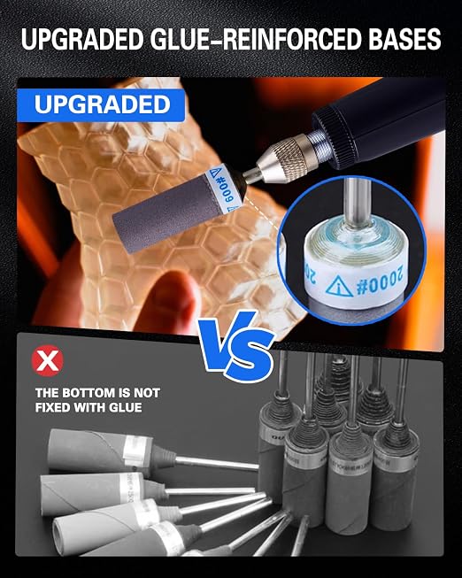 800 Grit Sanding Drums for Dremel Rotary Tools Accessories, 25PCS Sanding Bits Kit for Dremel Sanding Bands with 1/8 inch Shank, Sandpaper Sticks Set for Plastic Wood Metal Grinding Polishing