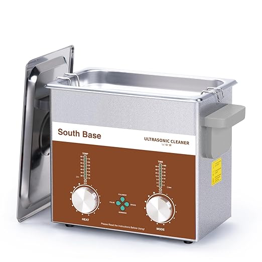 SOUTH BASE Ultrasonic Cleaner,3L 120W Stainless Steel Ultrasonic Jewelry Cleaner with Cleaning Basket,Timer&Heater,Encoded Sonic Cleaner for Cleaning Jewelry,Eyeglasses,Coins