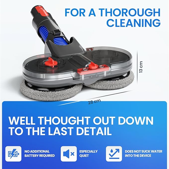 Mop Attachment Compatible With Dyson V12 Vacuum Cleaners, Electric Floor Cleaner With Removable Water Tank, 6 Washable Pads + 1 Refill Container (V12)