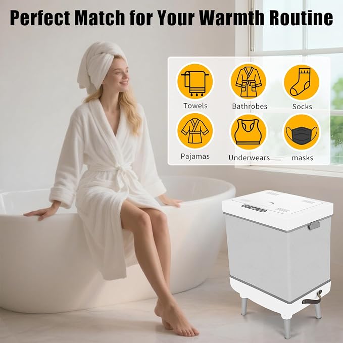 Large Towel Warmer Bucket, 20L Electric Hot Towel Warmer for Bathroom, Spa, Salon, Luxury Freestanding Towel Heater with Timer, Delay Start & 3 Temp Settings (35L-A)