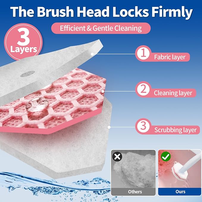 100 Count Toilet Bowl Wand Refills, Disposable Toilet Cleaner Refills, Disposable Wand Heads Compatible with Clorox and the Most Toilet Brushes,Cherry Blossom