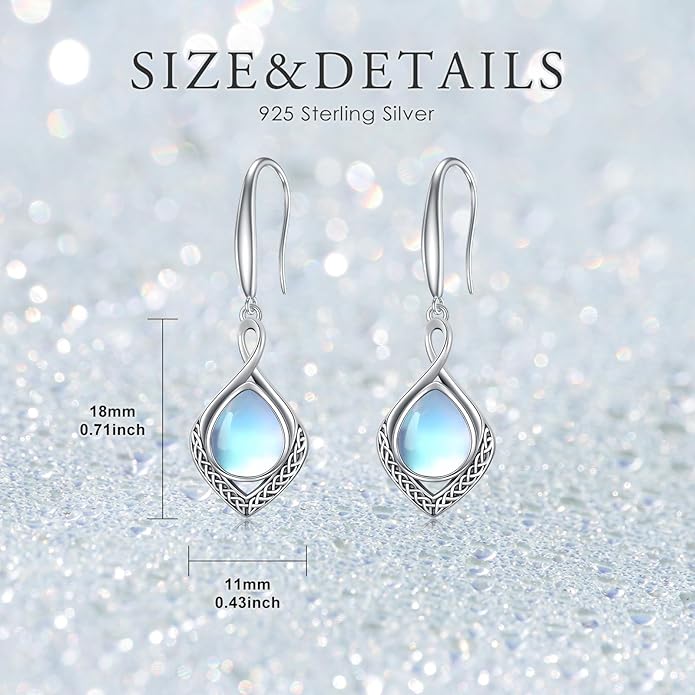 PELOVNY Celtic Knot Filigree Earrings for Women 925 Sterling Silver Moss Agate/Birthstone Infinity Earrings Birthday Christmas Jewelry Gifts for Mom Daughter Wife Sister