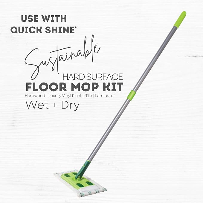 Quick Shine 2 Pack Smart Combo & Sustainable Hard Surface Floor Mop Refill Mop Pad Cover, 12" W x 6" D x 1/2" Thick